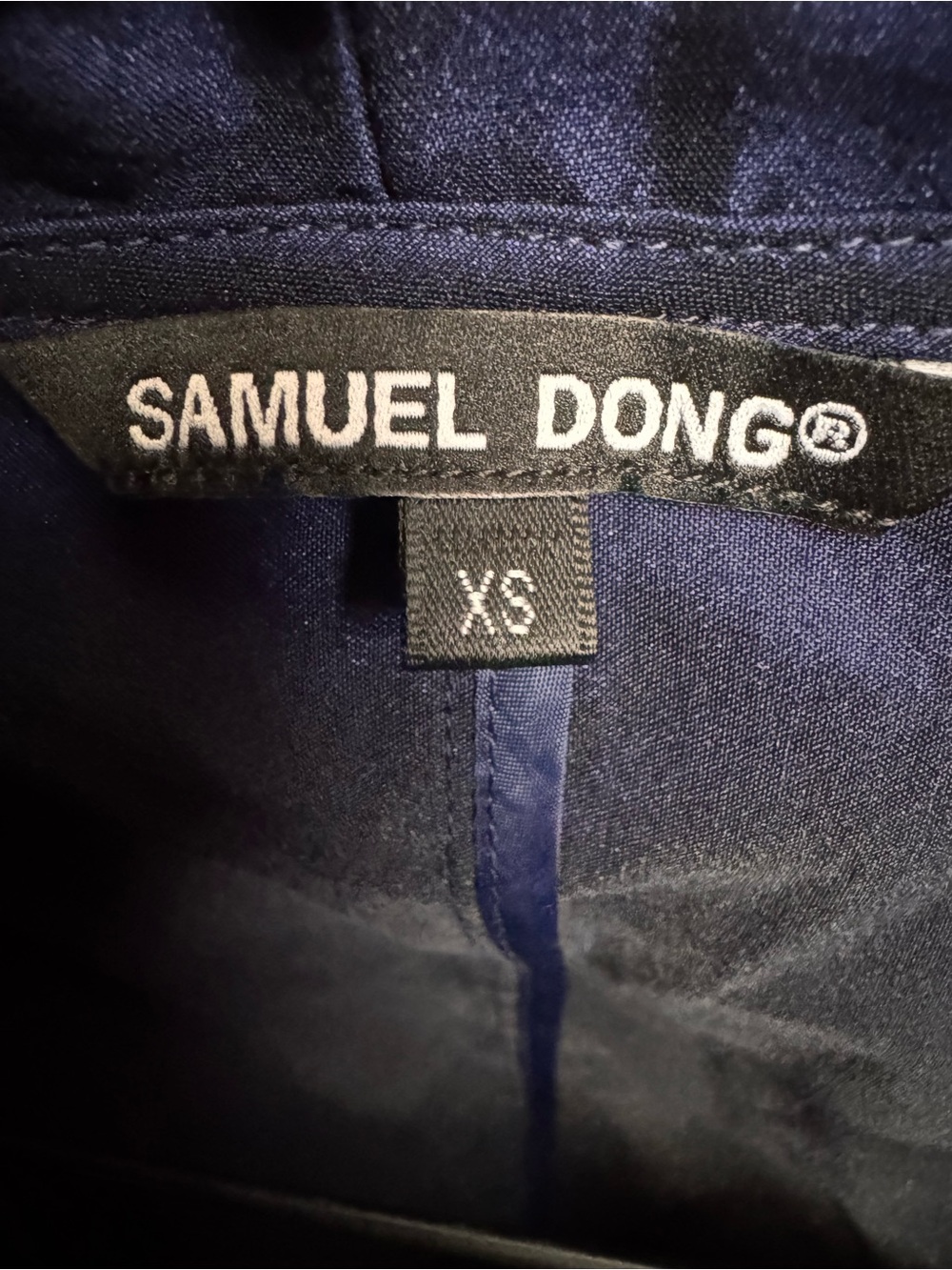 Samuel Dong Navy Ruffle-Front Blazer - Picture 3 of 3